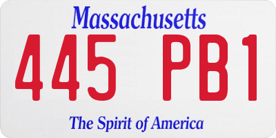 MA license plate 445PB1