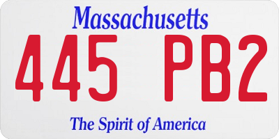 MA license plate 445PB2