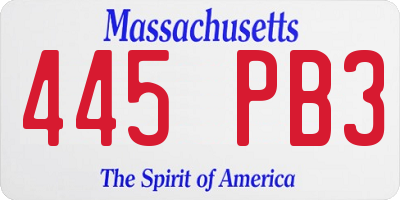 MA license plate 445PB3