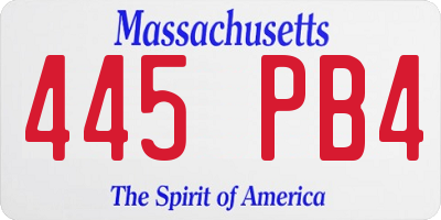 MA license plate 445PB4