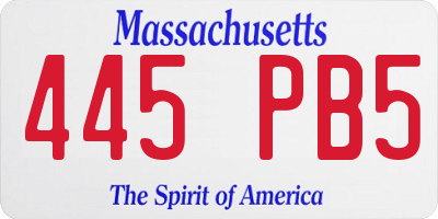 MA license plate 445PB5