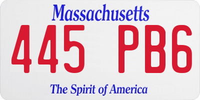 MA license plate 445PB6