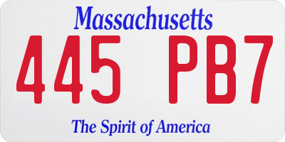 MA license plate 445PB7