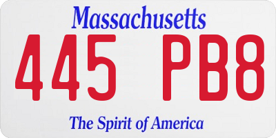 MA license plate 445PB8