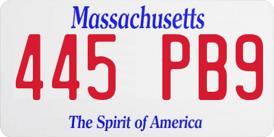 MA license plate 445PB9