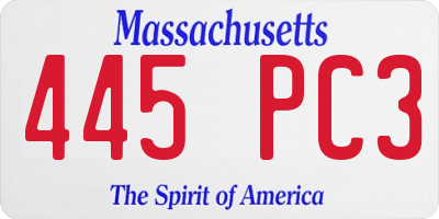 MA license plate 445PC3