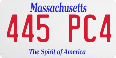 MA license plate 445PC4