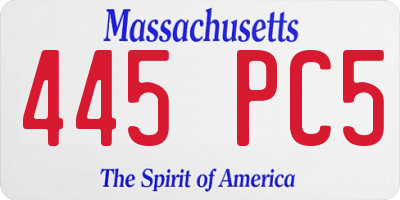 MA license plate 445PC5