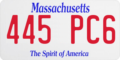 MA license plate 445PC6