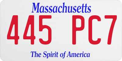 MA license plate 445PC7