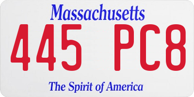 MA license plate 445PC8