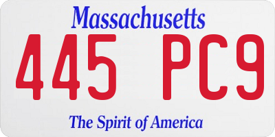 MA license plate 445PC9
