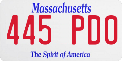 MA license plate 445PD0