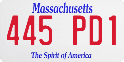 MA license plate 445PD1