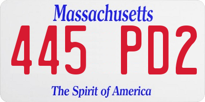 MA license plate 445PD2