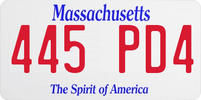 MA license plate 445PD4