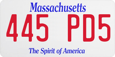 MA license plate 445PD5