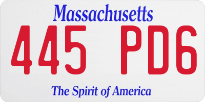MA license plate 445PD6