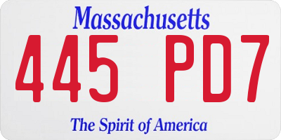 MA license plate 445PD7
