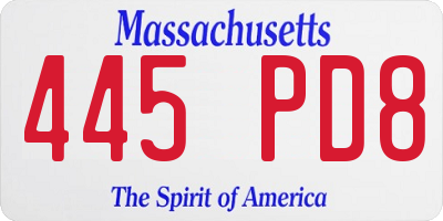 MA license plate 445PD8