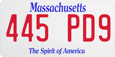 MA license plate 445PD9