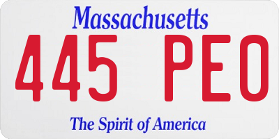 MA license plate 445PE0