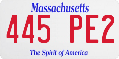 MA license plate 445PE2