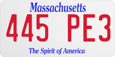 MA license plate 445PE3