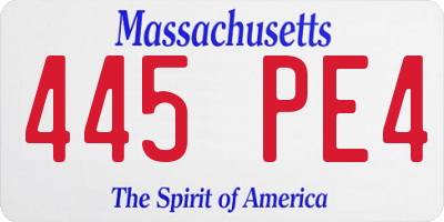 MA license plate 445PE4
