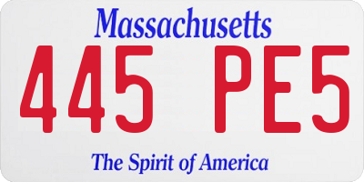MA license plate 445PE5