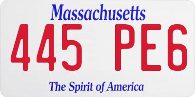 MA license plate 445PE6