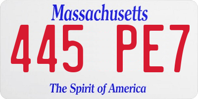 MA license plate 445PE7