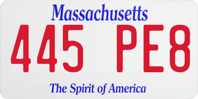 MA license plate 445PE8