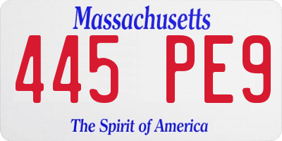 MA license plate 445PE9