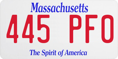 MA license plate 445PF0