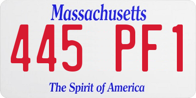 MA license plate 445PF1