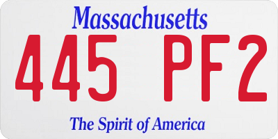 MA license plate 445PF2