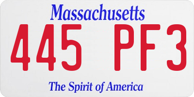 MA license plate 445PF3