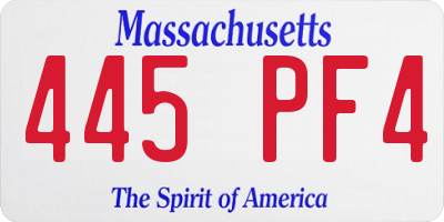 MA license plate 445PF4
