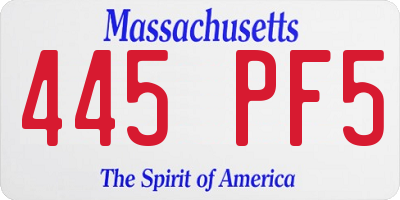 MA license plate 445PF5