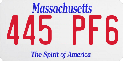 MA license plate 445PF6