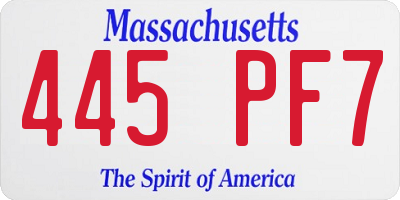 MA license plate 445PF7