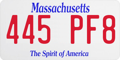 MA license plate 445PF8