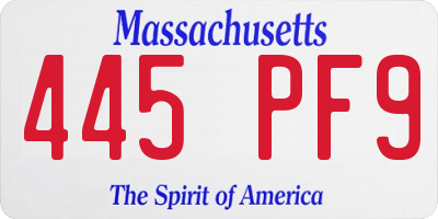 MA license plate 445PF9