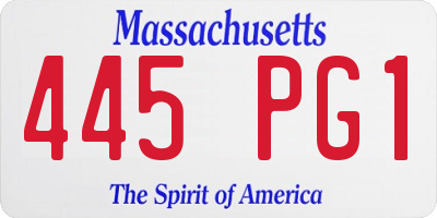 MA license plate 445PG1