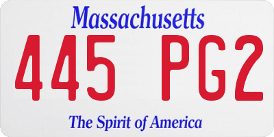 MA license plate 445PG2