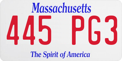 MA license plate 445PG3