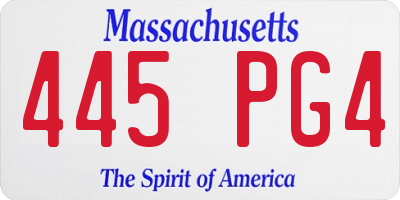 MA license plate 445PG4
