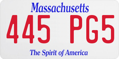 MA license plate 445PG5