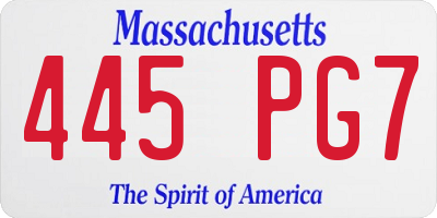 MA license plate 445PG7